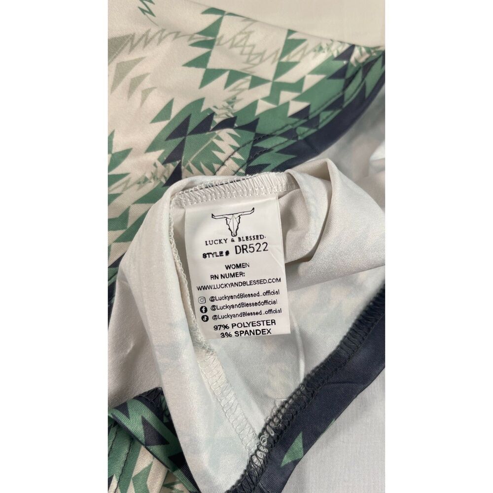 NWT Lucky & Blessed Cowgirl Slip Dress XL Cream Green Bull Aztec Western Maxi - Picture 8 of 10